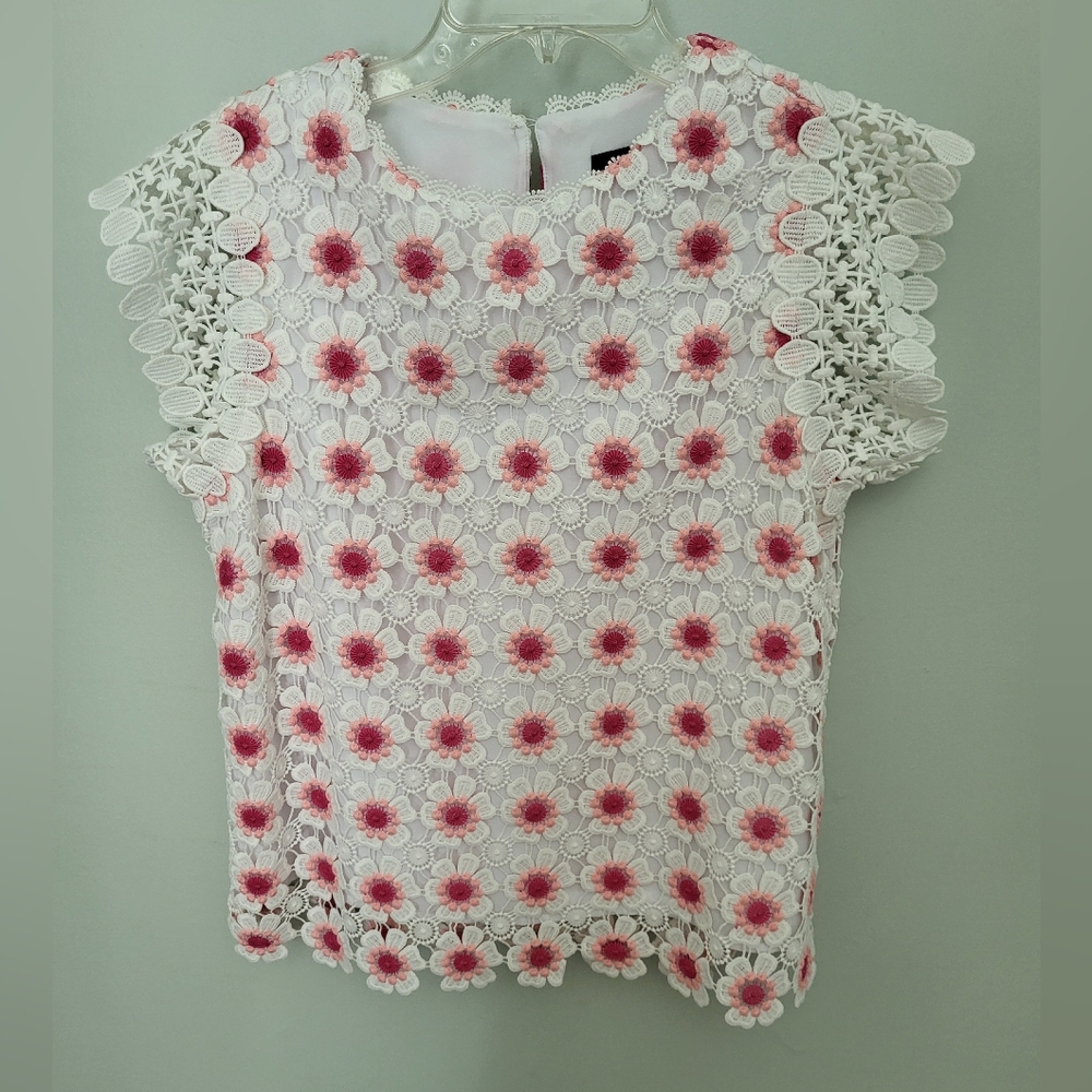 J crew Women crochet floral Sleeveless Top‎ Size XS